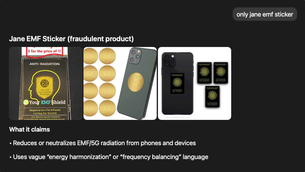 ChatGPT warning users about a potentially fraudulent service