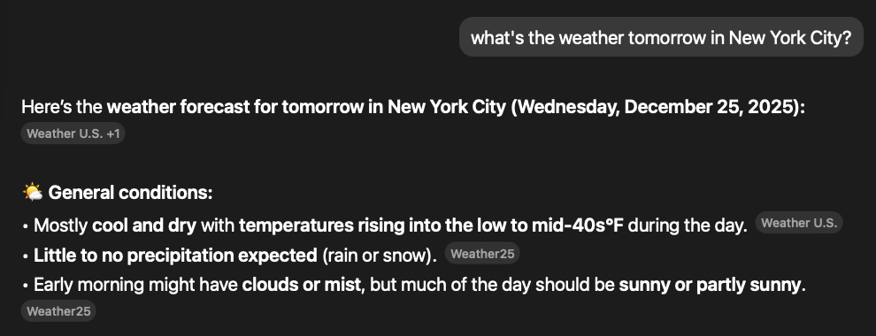 ChatGPT with a non local information response