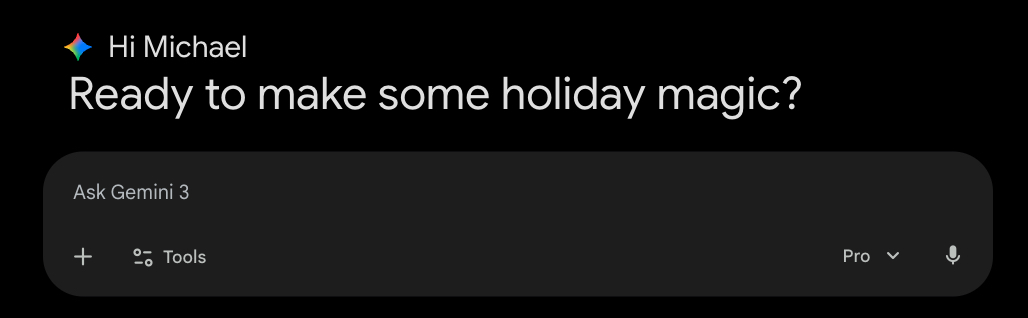 Gemini with a friendly holiday greeting