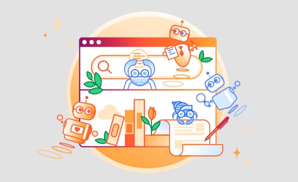 Cloudflare illustration of AI bots interacting with browser search interfaces